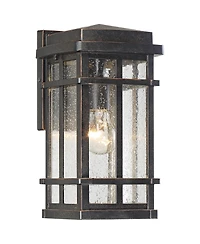 John Timberland Neri Mission Industrial Outdoor Wall Light Fixtures Set of 2 Oil Rubbed Bronze 12 1/2" Clear Seedy Glass for Exterior