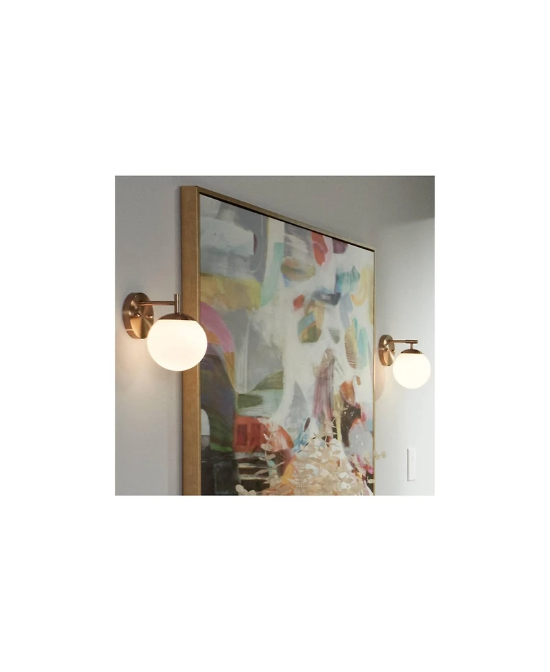 Possini Euro Design Meridian Modern Wall Light Sconces Set of 2 Hardwire 6" Fixture Frosted Glass for Bedroom Bathroom