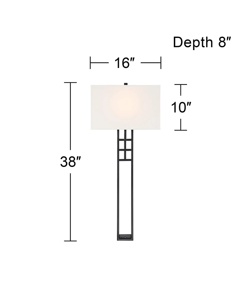 Possini Euro Design Ventano Modern Wall Lamps Set of 2 Plug-In 16" Fixture Linen Fabric Shades for Bedroom Mirror