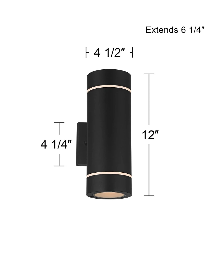 Possini Euro Design Wynnsboro 12" High Modern Outdoor Wall Light Fixture Mount Porch House Up and Down Led Bulb Aluminum