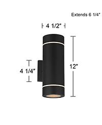 Possini Euro Design Wynnsboro 12" High Modern Outdoor Wall Light Fixture Mount Porch House Up and Down Led Bulb Aluminum