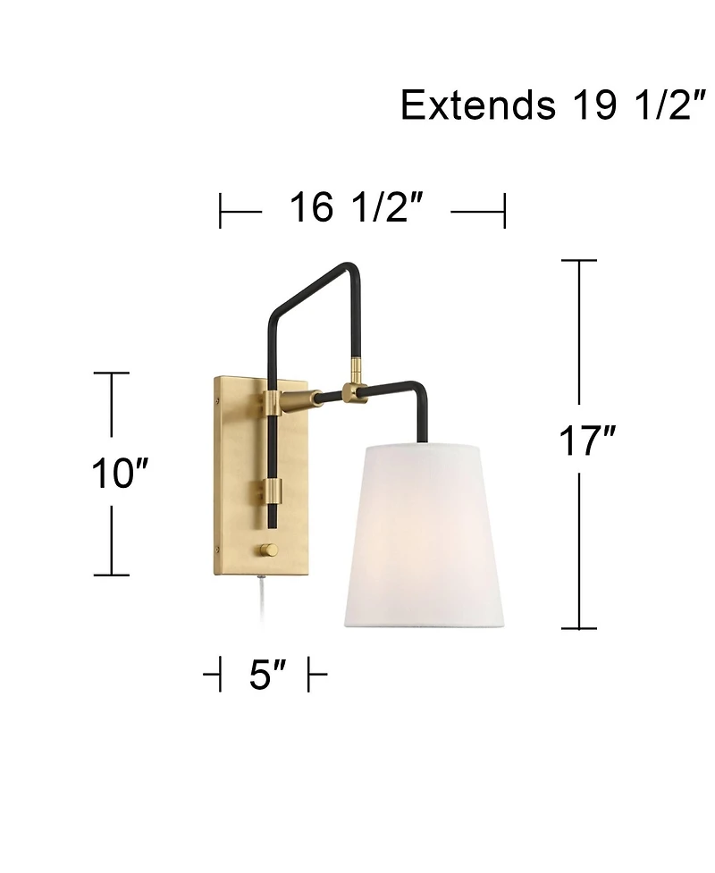 Possini Euro Design Possini Euro Azune 17"H Antique Brass Swing Arm Plug-In Wall Lamp