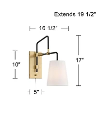 Possini Euro Design Possini Euro Azune 17"H Antique Brass Swing Arm Plug-In Wall Lamp