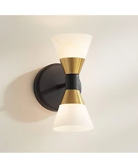 Possini Euro Design Possini Euro Domino 9 1/2"H and Brass 2-Light Wall Sconce