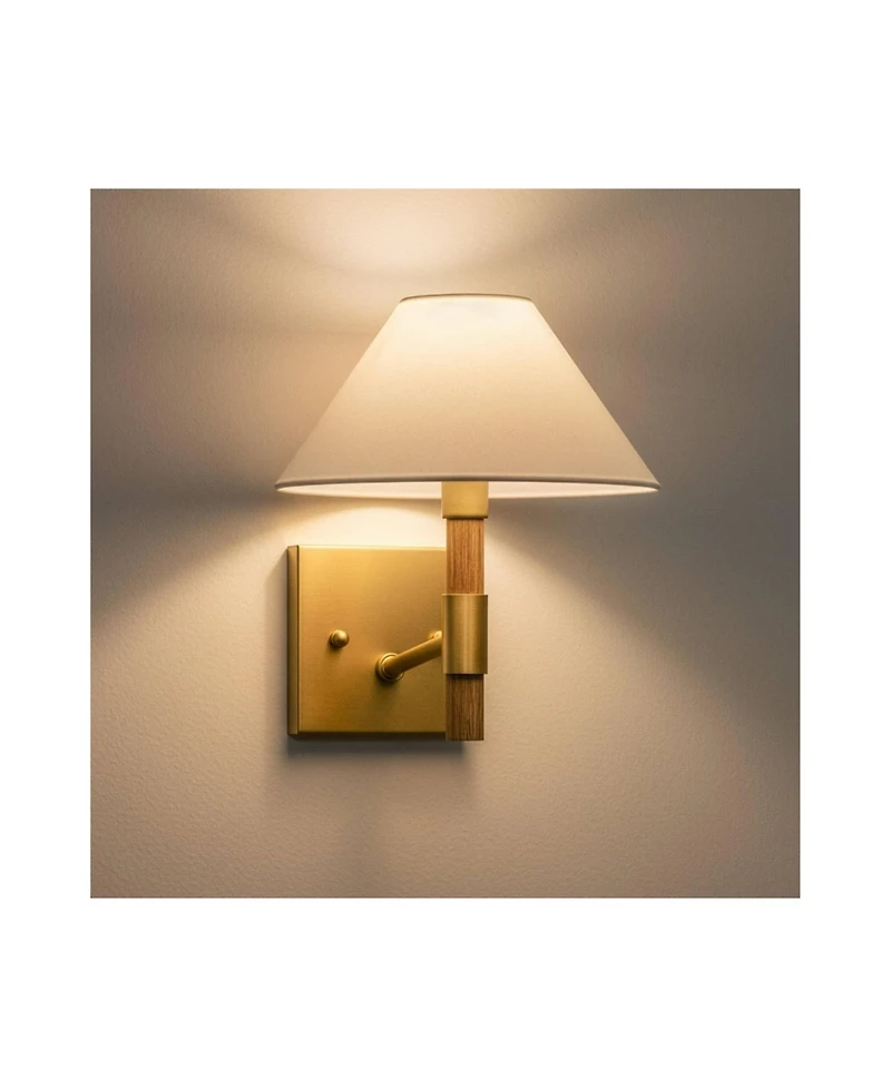 Possini Euro Design Possini Euro Conrad 11"H Brushed Champagne and Faux Wood Wall Sconce