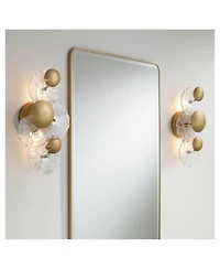Possini Euro Design Filoli 16" High Modern 2 Light Wall Sconce Light Lamp Fixture Mount Set of 2 Bathroom Hardwired Plated