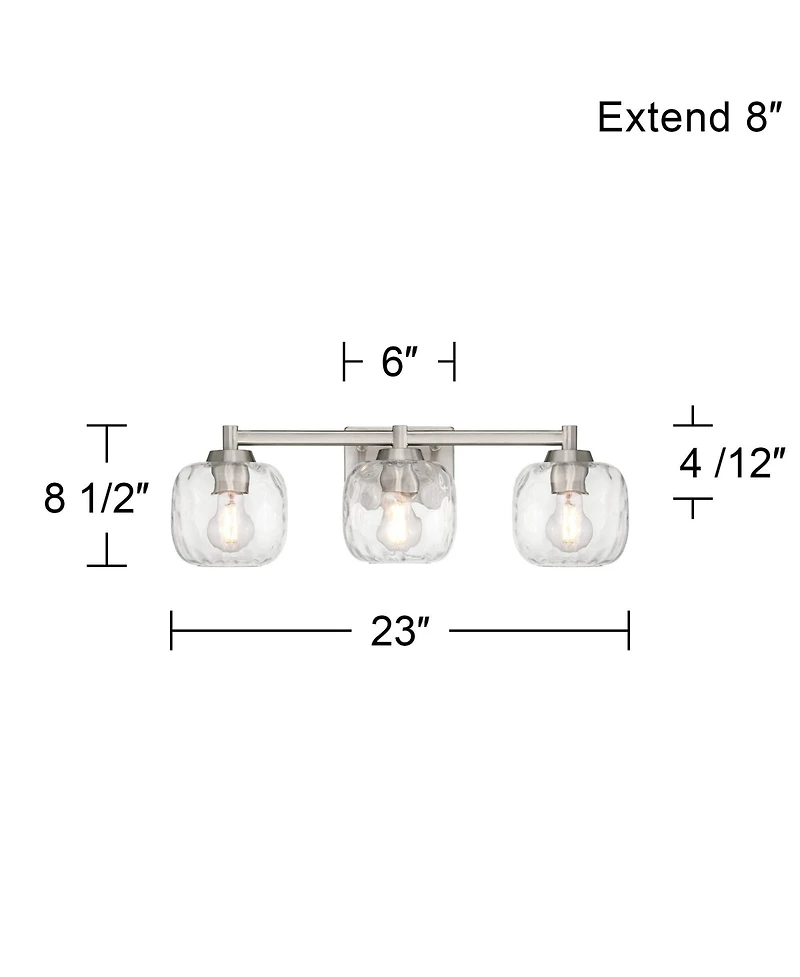 Possini Euro Design Possini Euro Mio 23"W Brushed Nickel Water Glass 3-Light Bath Light