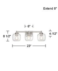 Possini Euro Design Possini Euro Mio 23"W Brushed Nickel Water Glass 3-Light Bath Light