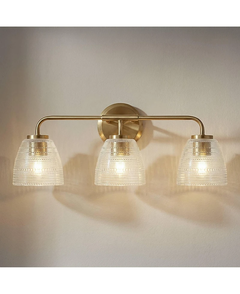 Possini Euro Design Possini Euro Sabrina 22" Wide Satin Brass and Glass 3-Light Bath Light
