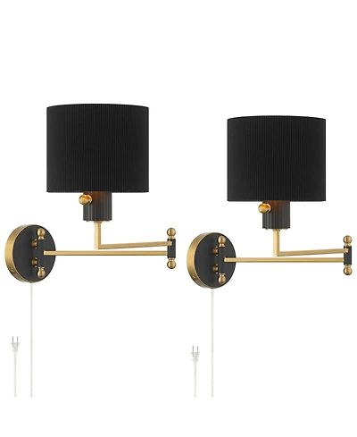 Possini Euro Design Possini Euro Rumi 13 1/4"H Swing-Arm Plug-In Wall Lamp Set of 2
