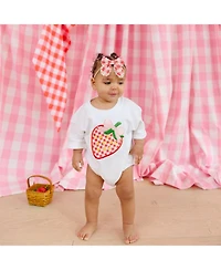 Sweet Wink Baby Girls Red Gingham Bow Baby Headband