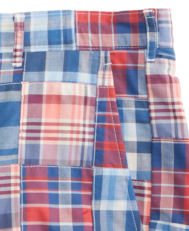 Club Room Men's Regular-Fit Madras Plaid Patchwork 9" Shorts, Exclusively at Macy's - Piece Block Yd