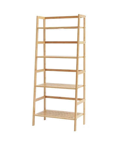 Sugift 4-Tier Bamboo Ladder Shelf Display Rack for Bathroom Bedroom or Office