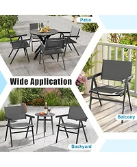 Gouun Outdoor Dining Chairs Set of 2 with Breathable Fabric Seat and Metal Frame