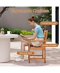 Gouun Acacia Wood Outdoor Dining Chairs Set of 2 with Cross-Pattern Backrest