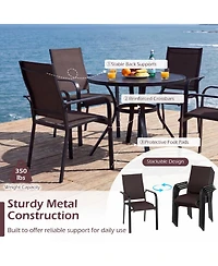Gouun Stackable Patio Dining Armchairs Set of 6 with Breathable Mesh Fabric