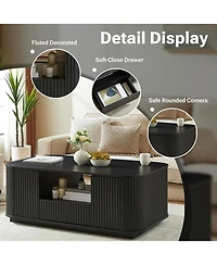 Rainsken 46.5'' Wooden Coffee Table with Fluted Design