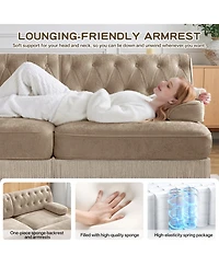 Rainsken 77" Mid-Century Velvet Loveseat Sofa, Stylish 2-Seater Couch with Button Tufted Detailing and Floor-Grazing Tassel Skirt for Living Room