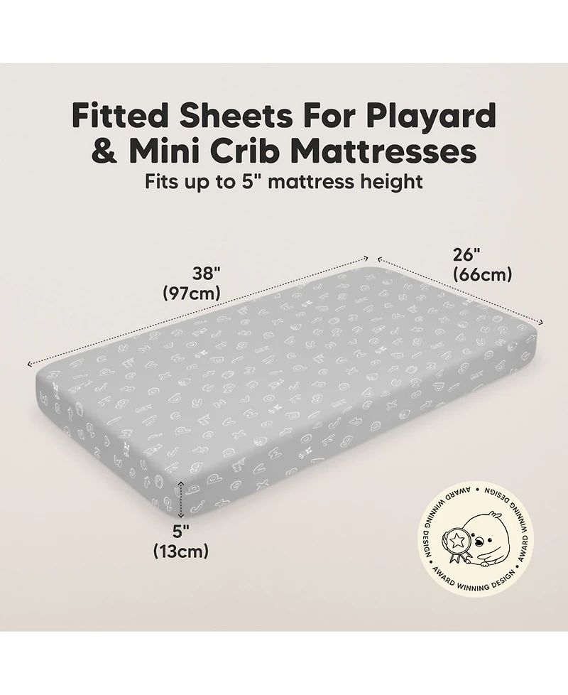 KeaBabies Mini Crib Sheets for Baby Girls, Boys, 2-Pack Soothe Pack and Play Fitted, N Mattress Sheet
