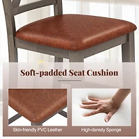 Costway 24" Counter Height Stools Bar Stools with Faux Leather Upholstered Seat