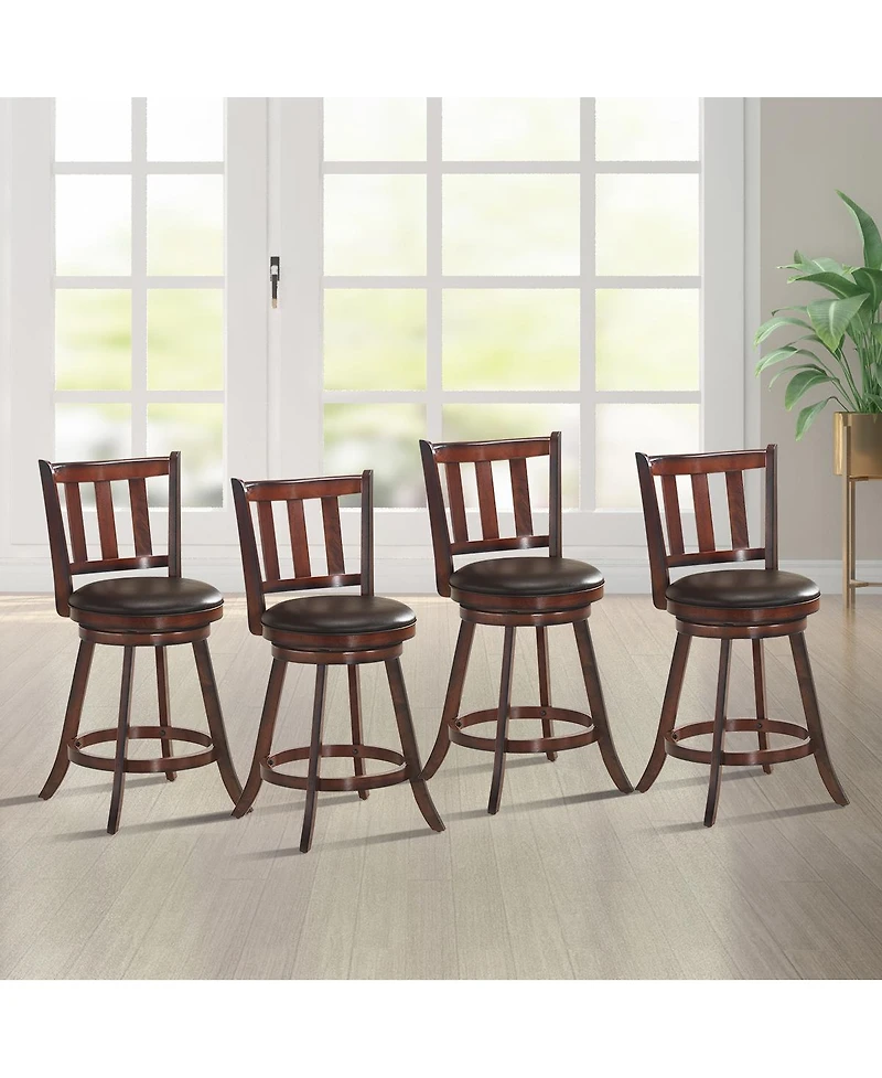 Costway 25'' Swivel Bar stool Leather Padded Dining Kitchen Pub Bistro Chair