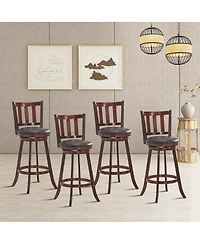 Costway 29.5'' Swivel Bar Stool Leather Padded Dining Kitchen Pub Bistro Chair Low Back