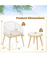 Gymax 3 Pieces Patio Bistro Set Outdoor Pe Wicker Conversation Furniture Set