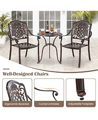 Gymax 4PCS Cast Aluminum Chairs Outdoor Metal Armchairs w/ Ergonomic Curved Seat Patio