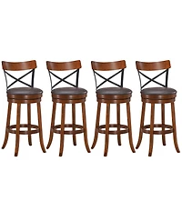 Costway Set of 4 Bar Stools Swivel 29.5'' Dining Bar Chairs with Rubber Wood Legs