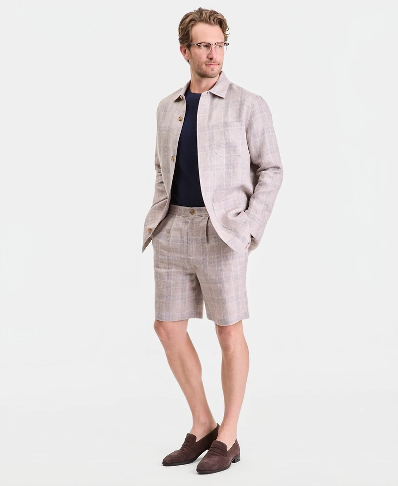 Club Room Men's Dash Plaid Linen Overshirt, Macy's Exclusive - Yd