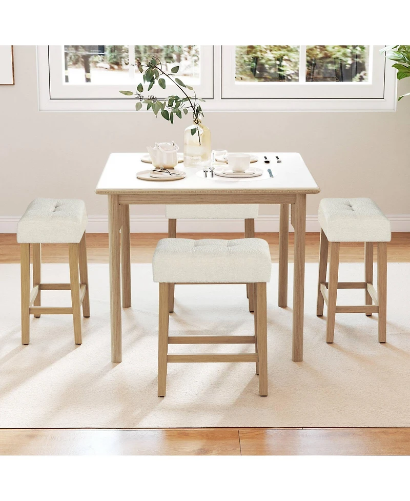 Costway Counter Height Bar Stools Set of 2 with Rubber Wood Legs Footrest Modern for Home