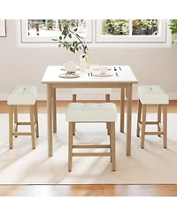 Costway Counter Height Bar Stools Set of 2 with Rubber Wood Legs Footrest Modern for Home