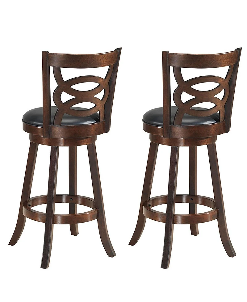 Costway Bar Stools 29'' Height Wooden Swivel Backed Dining Chair Home Kitchen