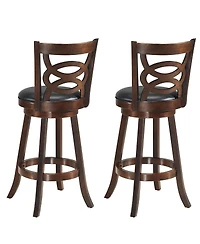 Costway Bar Stools 29'' Height Wooden Swivel Backed Dining Chair Home Kitchen
