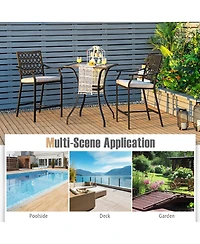 Costway 4pieces Patio Bar Stool Counter Height Cushioned Chair Armrest Garden Deck