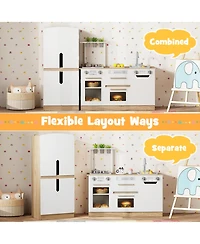 Slickblue Wooden 2 Piece Play Kitchen for Kids with Fridge and Water