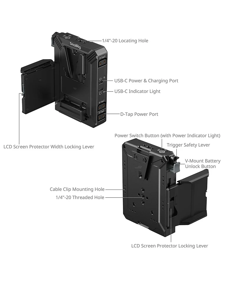 SmallRig V-Mount Battery Mount Plate with Advanced Circuit, Lite Edition