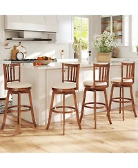 Gymax 30.5'' Swivel Barstools Set of 4 with Backrest and Upholstered Seat Footrest for Pub