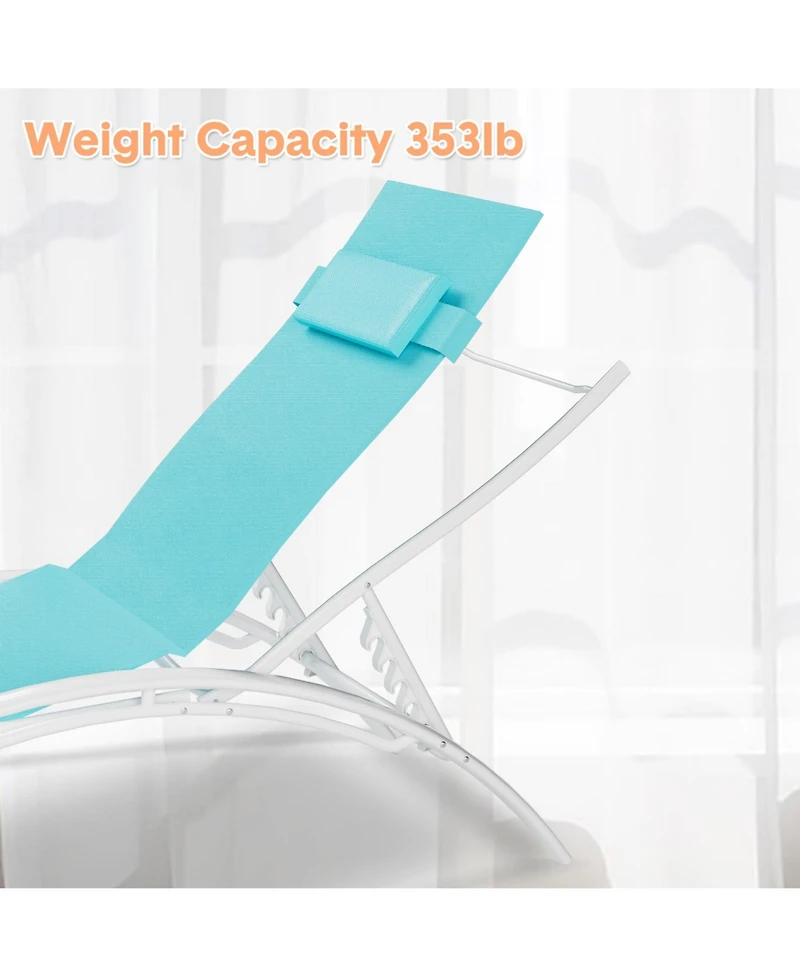 homfan Set of 2 Aluminum Patio Chaise Lounge Chairs - Outdoor Adjustable Recliners