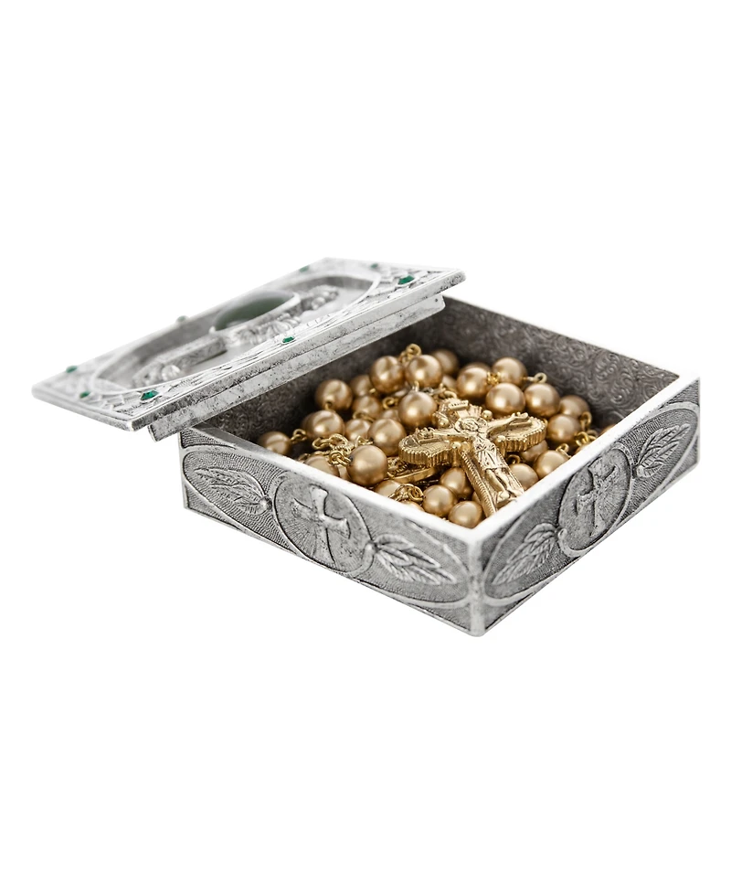 Symbols of Faith Pewter Jade Green Semi Precious Rosary Box