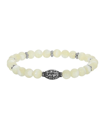 Symbols of Faith Silver Tone Mop Bead Prayer Bracelet