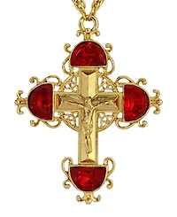 Symbols of Faith Gold-Tone Cross with Siam Red Crystals 28" Necklace