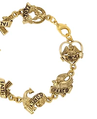 Symbols of Faith Gold Tone Love Peace Hope Faith Bracelet