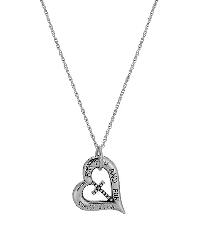 Symbols of Faith Silver-Tone Heart Cross 18" Necklace