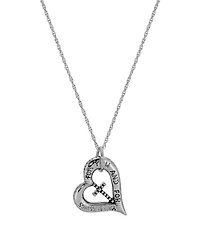Symbols of Faith Silver-Tone Heart Cross 18" Necklace