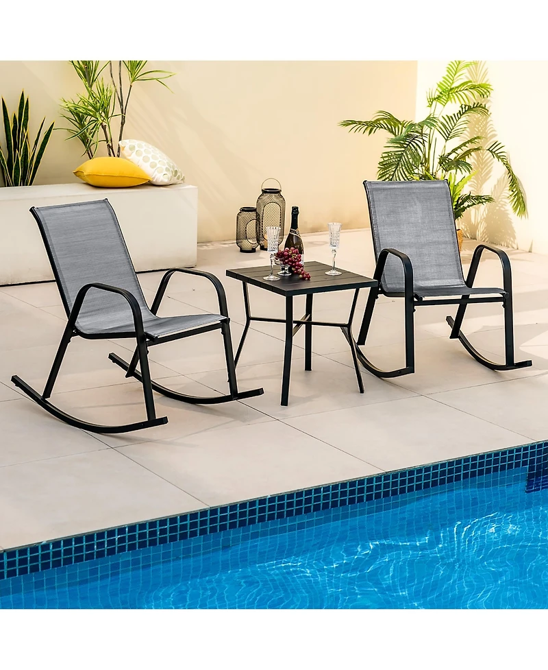 Gymax 4pcs Patio Rocking Chair Heavy-Duty Metal Rocker Outdoor Anti-Slip