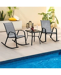 Gymax 4pcs Patio Rocking Chair Heavy-Duty Metal Rocker Outdoor Anti-Slip