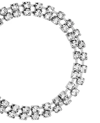 Symbols of Faith Silver Tone Clear Crystal Dove Charm Bracelet