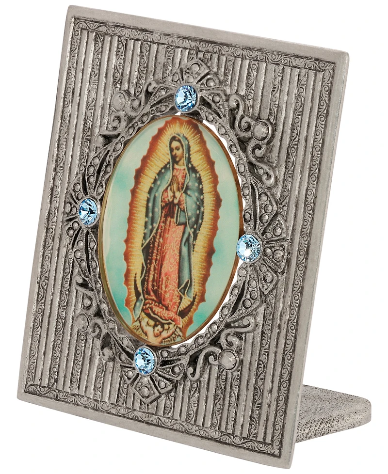 Symbols of Faith Pewter Enamel Our Lady Of Guadalupe Sapphire Cystal Plaque