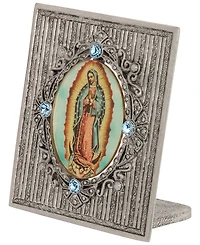 Symbols of Faith Pewter Enamel Our Lady Of Guadalupe Sapphire Cystal Plaque